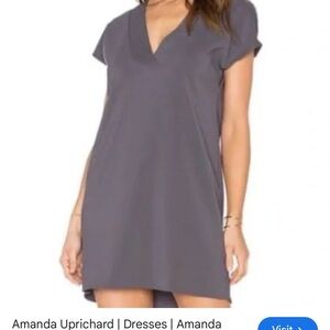 Amanda Uprichard Charcoal V-Neck Mini Dress